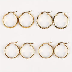 Golden Stainless Steel Fish Embossed Circle Earrings for Women