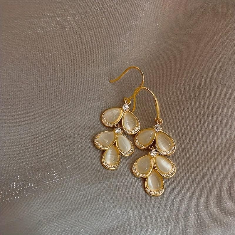 Opal Stone Petal Earrings Wedding Jewelry Accessories