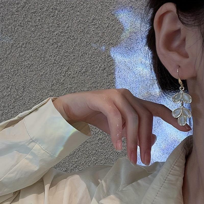 Opal Stone Petal Earrings Wedding Jewelry Accessories