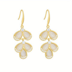 Opal Stone Petal Earrings Wedding Jewelry Accessories