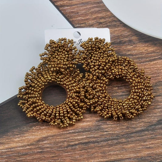 Bohemian Hoop Earrings with Bead Dangles for Women