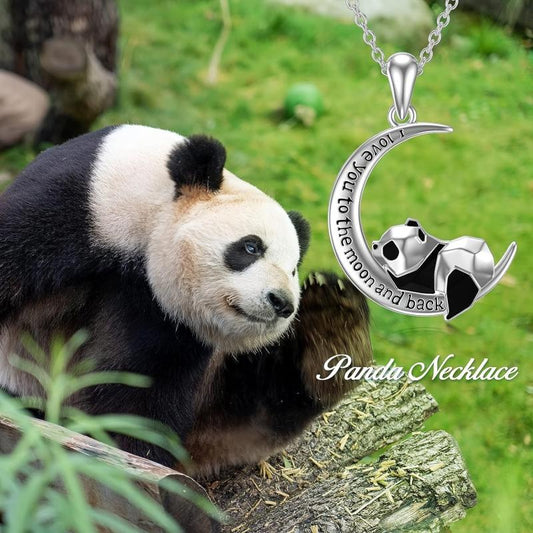 Crescent Panda Pendant Necklace Jewelry For Women Girls