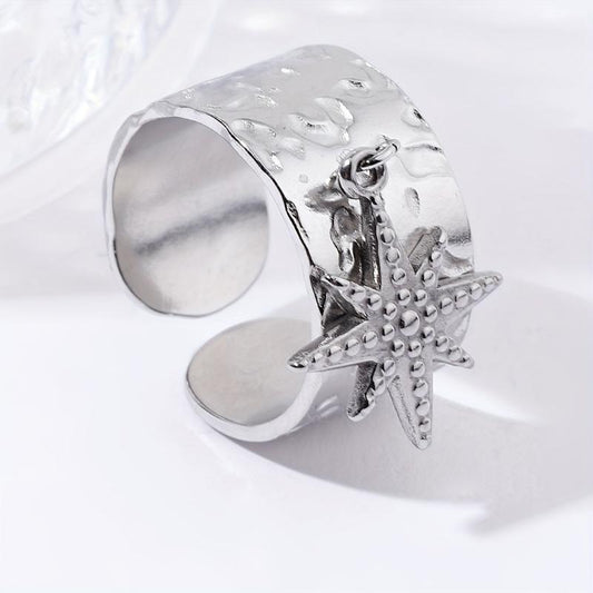 Steel Star Pendant Vintage Classic Ring for Party Jewelry