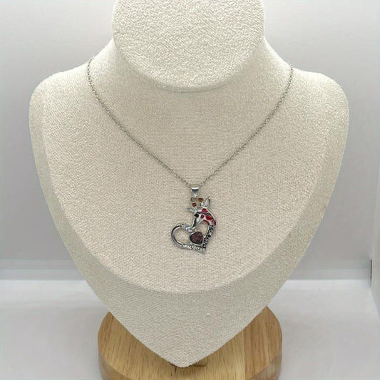 Giraffe Crystal Heart Pendant Necklace