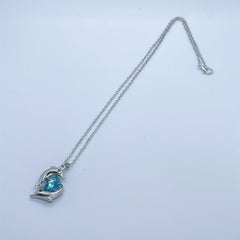 Double Dolphin Heart Crystal Pendant Necklace Gift