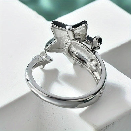 Vintage Pentagram Open Ring Adjustable Star Couple Ring