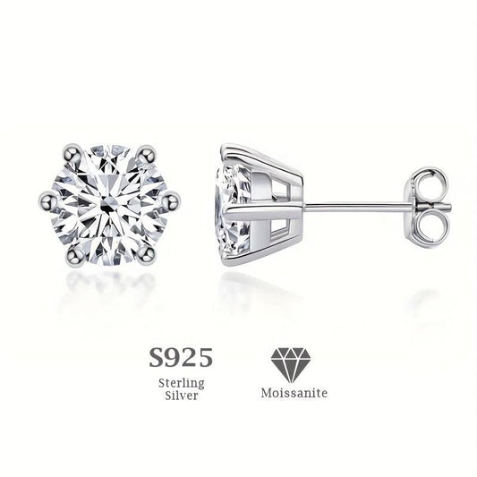 6 Claws Classic Moissanite Earrings in S925 Sterling Silver