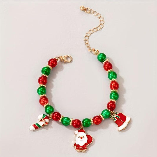 Christmas Adjustable Bracelet with Old Man Cane Pendant
