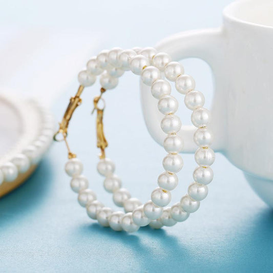 Faux Pearl Earring Hoop Earrings Women Jewelry