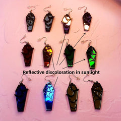 Acrylic Halloween Theme Earrings Unique Skull Spider Web Coffin Bat Jewelry