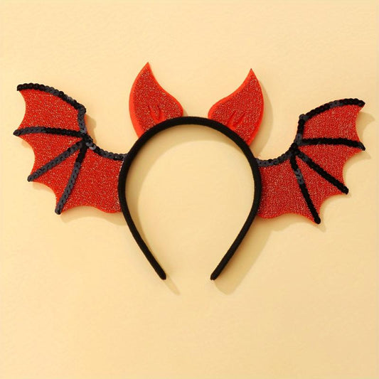 Girls Orange Purple Bat Shape Hair Hoop for Halloween