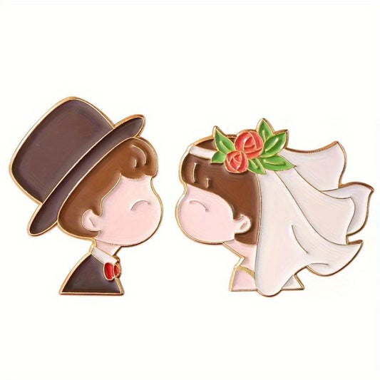 Festive National Style Cartoon Couple Brooch Wedding Gift