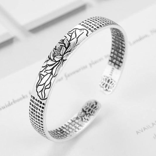 Ethnic Style Lotus Heart Silvery Bracelet