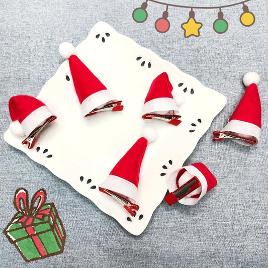 Mini Christmas Hat Hairpin Photo Decoration Plush Edge Clip