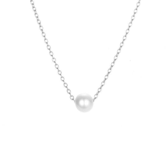 Faux Pearl Pendant Necklace Chain For Women