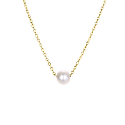 Faux Pearl Pendant Necklace Chain For Women