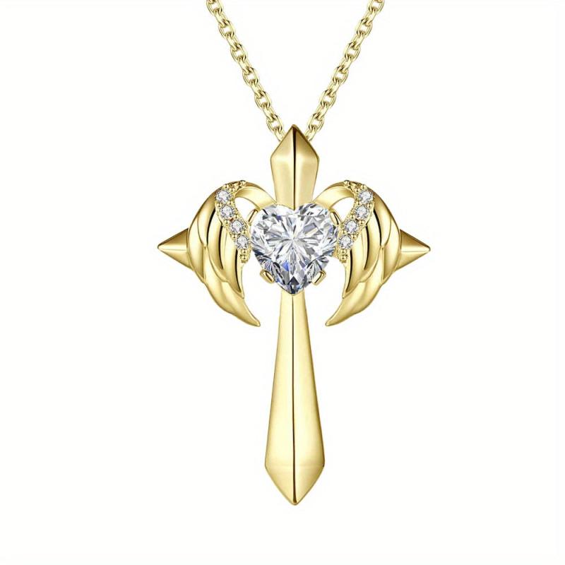 Gemstone Cross Pendant Necklace - Ladies Jewelry Gift