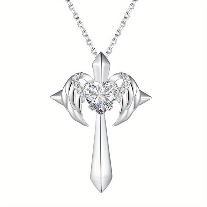 Gemstone Cross Pendant Necklace - Ladies Jewelry Gift