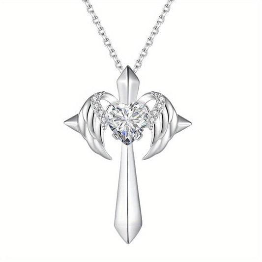 Gemstone Cross Pendant Necklace - Ladies Jewelry Gift