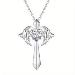 Gemstone Cross Pendant Necklace - Ladies Jewelry Gift