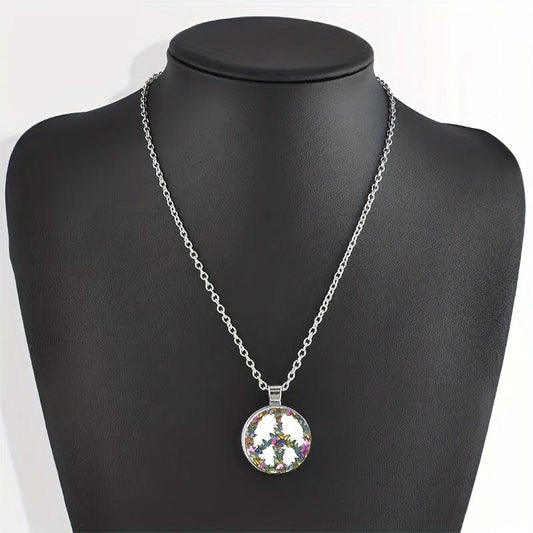 Round Butterfly Crystal Bead Pendant Necklace - Gift for Men and Women