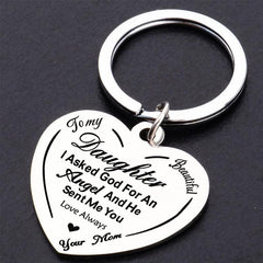 To My Daughter Keychain - Stainless Steel Key Ring
