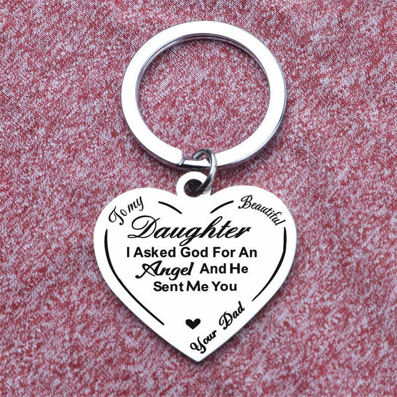 To My Daughter Keychain - Stainless Steel Key Ring