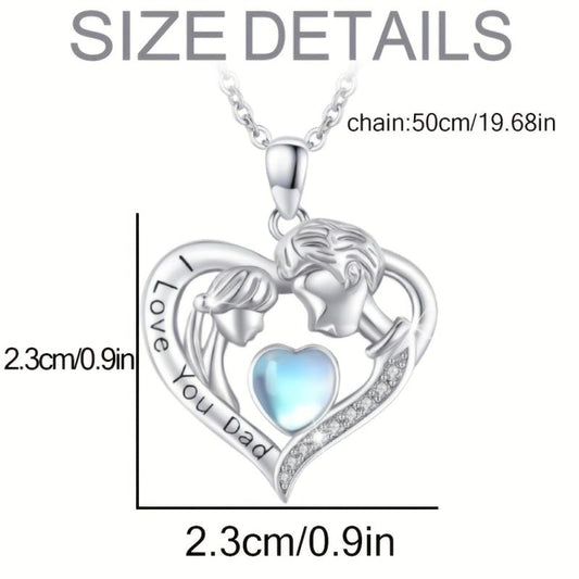 Artificial Moonstone Father And Daughter Pendant Necklace Father's Gift