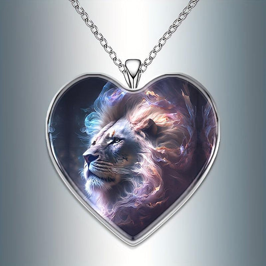 Heart Shaped Lion Necklace for Men and Women Christmas Holiday Gift