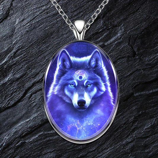 Retro Wolf Round Pendant Necklace Hip Hop Animal Necklace Men Women Anniversary