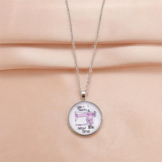 Cartoon Sewing Machine Bead Pendant Necklace Birthday Gift