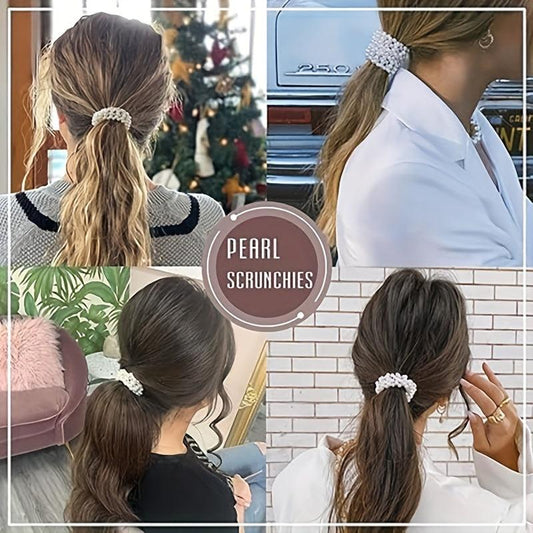 Champagne Pearl Hair Ties Elastic Scrunchies Bands Ropes Hair Accessories