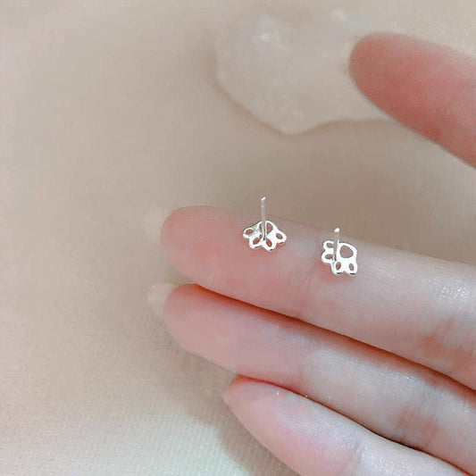 Silvery Kitten Claws Stud Earrings Alloy Electroplated For Girls Party