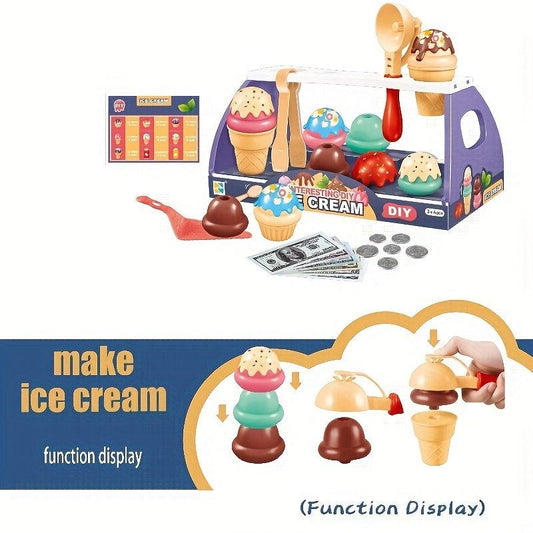 Kids Play House Toy Ice Cream Dessert Jenga Set Girl Assembly Gift