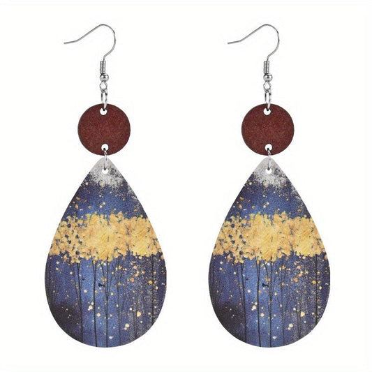 Star Faux Leather Earrings Gift Party Jewelry