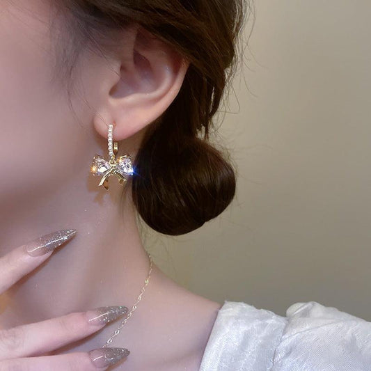 Stylish Summer Light Bow Pearl Earrings