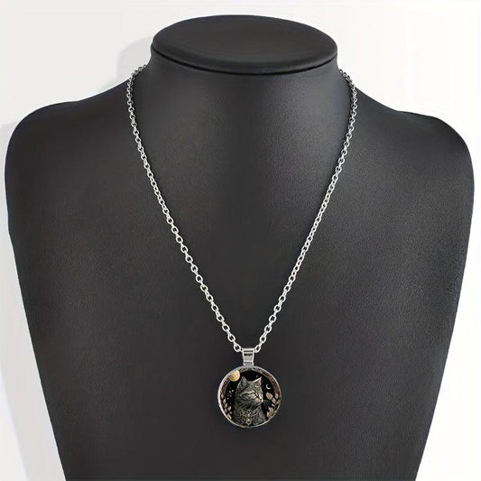 Cat Crystal Beads Pendant Necklace for Men and Women