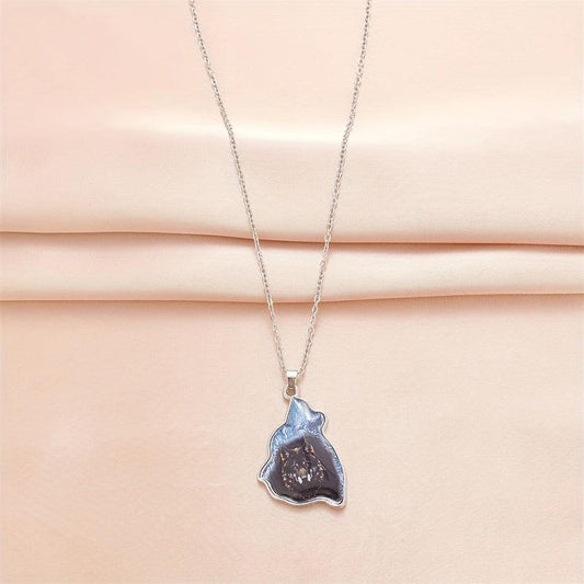 Geometric Triangle Crystal Pendant Wolf Necklace Party Gift