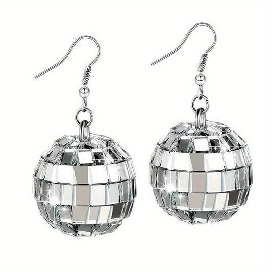 Vintage Disco Ball Dangle Earrings Round Drop Earrings