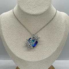 Heart-Shaped Sapphire Crystal Snowflake Pendant Necklace