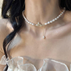 Retro Butterfly Pearl Necklace Collar Chain for Girls