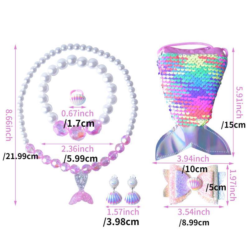 7pcs Mermaid Girls Jewelry Set Kids Jewellery Toy Kit