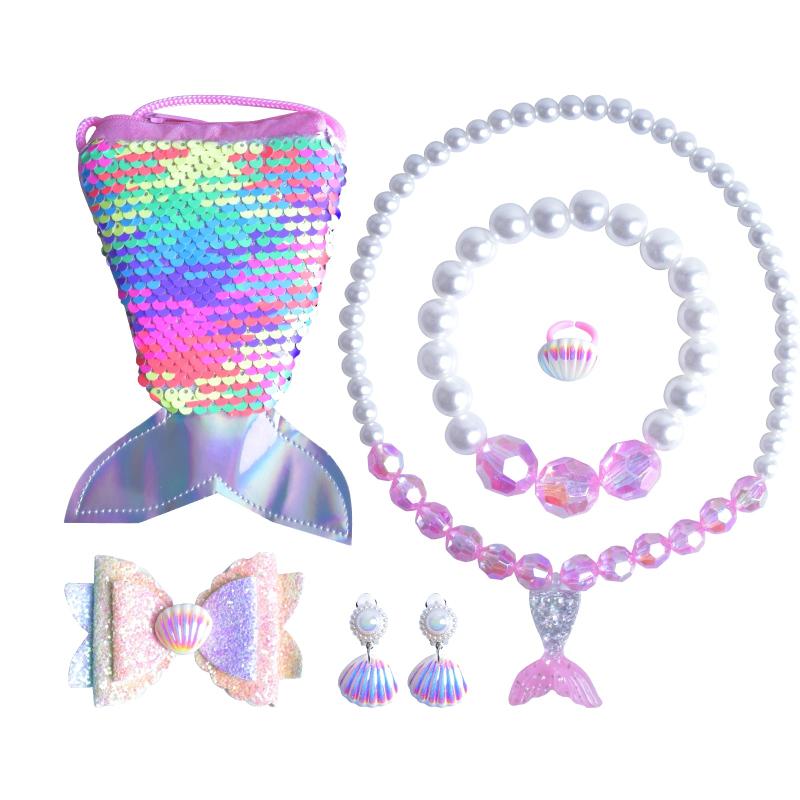 7pcs Mermaid Girls Jewelry Set Kids Jewellery Toy Kit