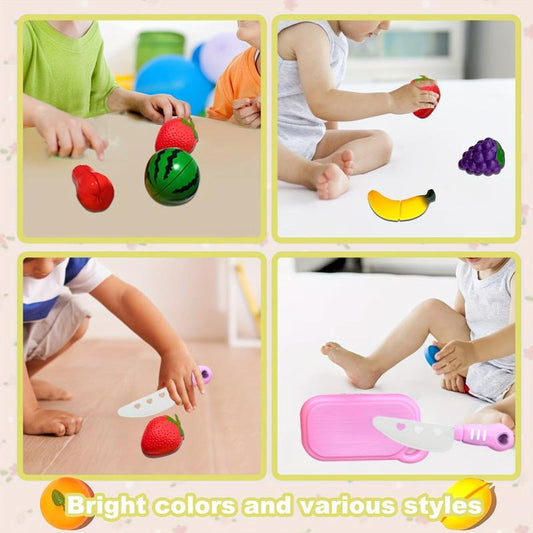 Kids Mock Kitchen Toy Set - Fruit and Vegetable Cutting Educational Toys