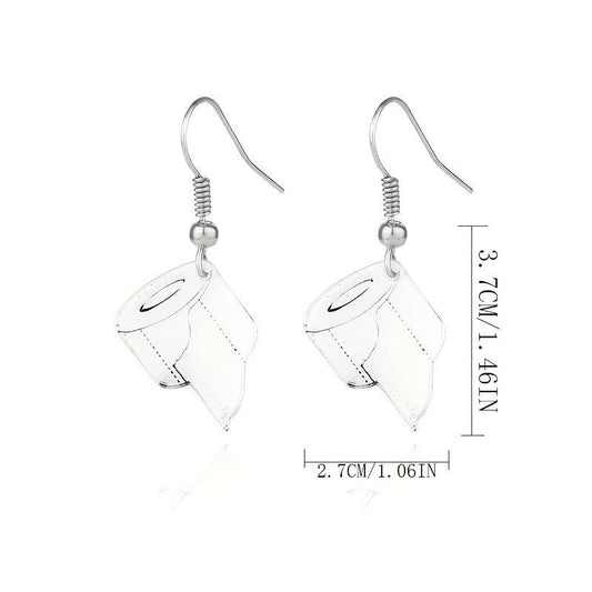Acrylic Toilet Paper Roll Paper Earrings