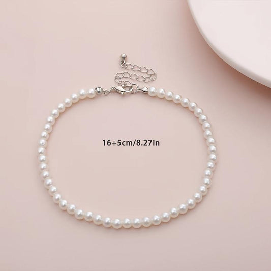 Geometric Round Bead Necklace Tassel Pearl Necklace