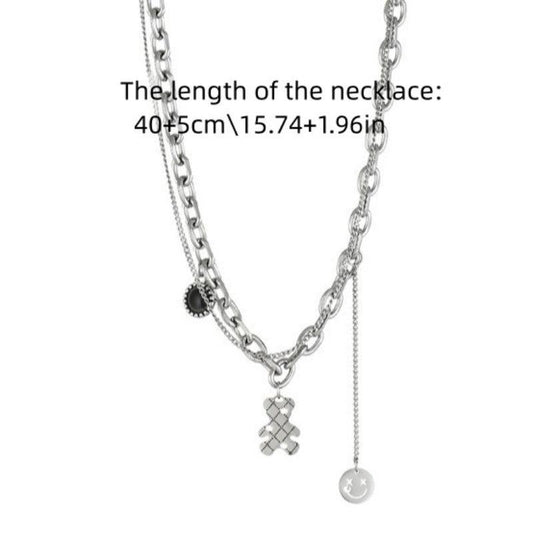 Smiling Face Pendant Necklace Female Hip hop Sweater Chain Accessories