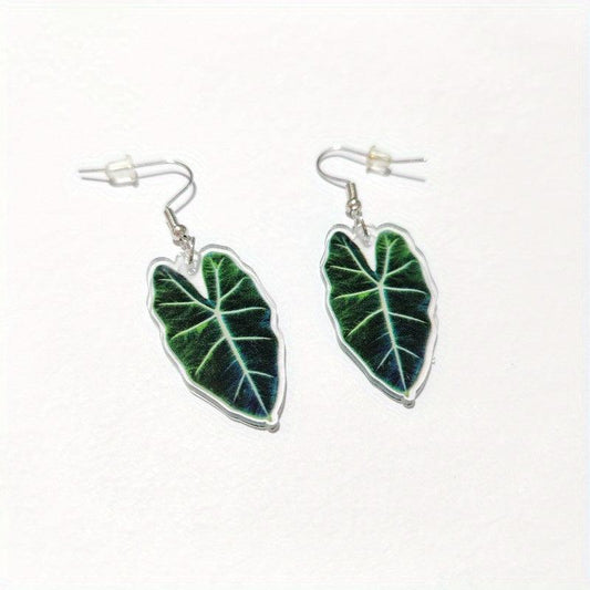 Tropical Paradise Acrylic Turtle Leaf Dangle Earrings for Women