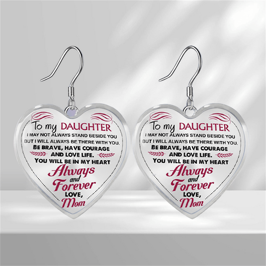 Heart Glass Pendant Earrings for Daughter Graduation Gift