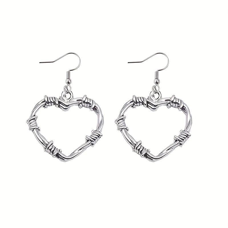 Gothic Style Thorns Hollow Heart Earrings